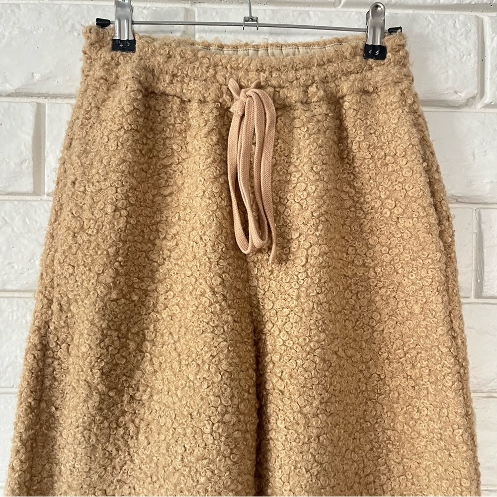 STAUD Women Rabbit Fleece Wide-Leg Track Pants High Rise Tan Size XS - Picture 3 of 6